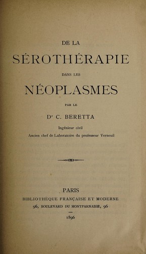 De la sérothérapie dans les néoplasmes