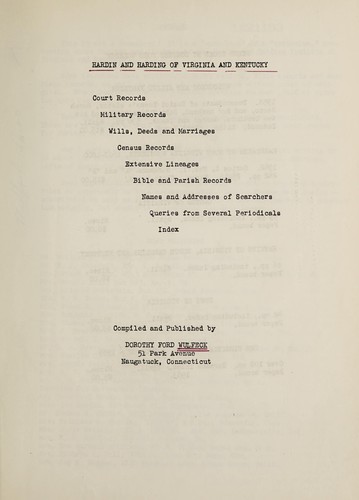 Hardin and Harding of Virginia and Kentucky