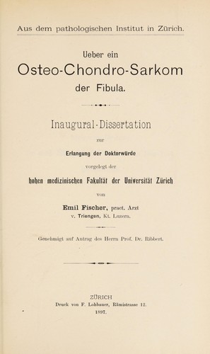 Ueber ein Osteo-Chondro-Sarkom der Fibula ...