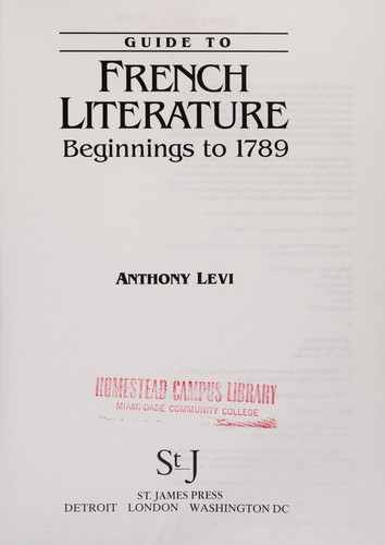 Guide to French literature. Vol I