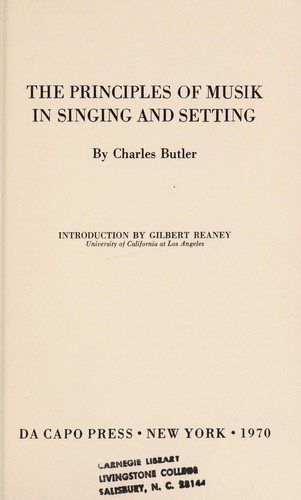 The principles of musik in singing and setting