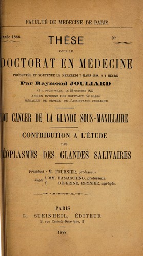 Du cancer de la glande sous-maxillaire
