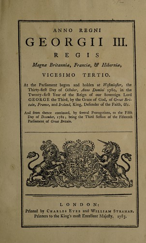 Anno regni Georgii III ... vicesimo tertio