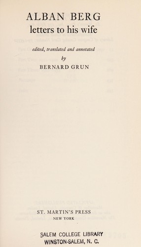 Alban Berg, letters to his wife