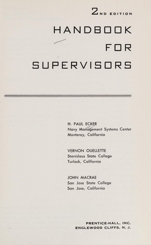 Handbook for supervisors
