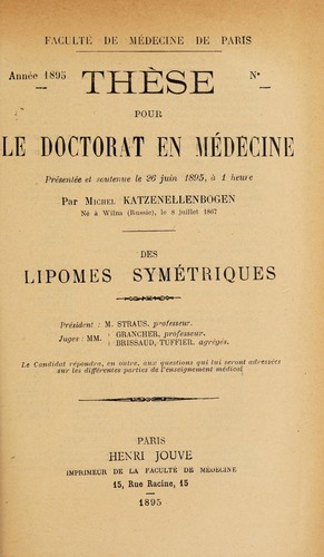 Des lipomes symétriques ...