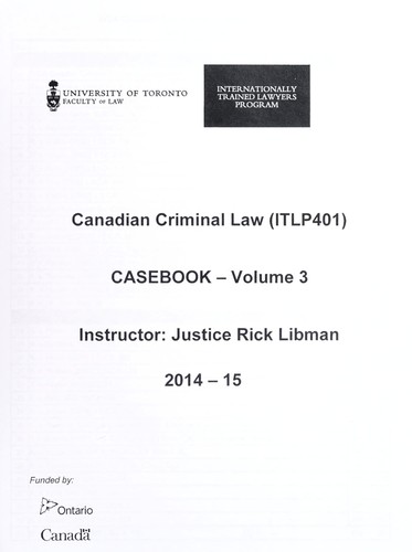 Canadian criminal law (ITLP401)