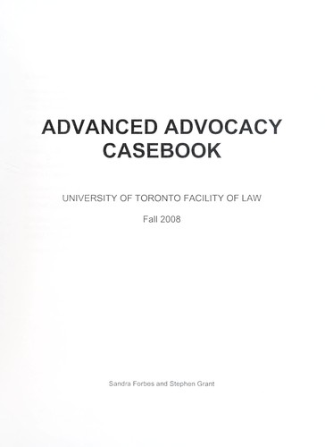 Advanced advocacy casebook