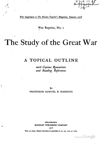 War Reprint: War Supplement to the History Teacher's Magazine