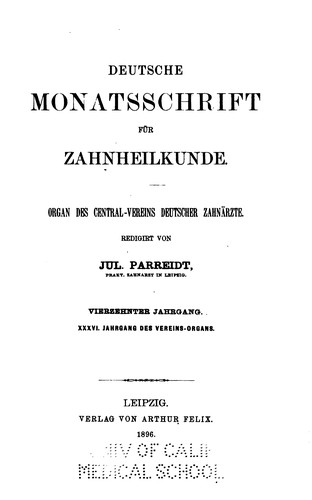 Deutsche monatsschrift fuer zahnheilkunde