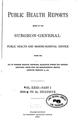 Public health reports (1881). v. 28 pt. 1 no. 1-26, 1913