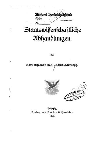 Staatswissenschaftliche Abhandlungen