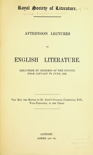 Afternoon lectures on English literature