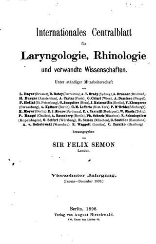 Internationales Centralblatt für Laryngologie, Rhinologie und Verwandte Wissenschaften