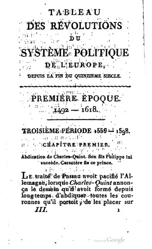 Tableau des révolutions du système politique de l'Europe