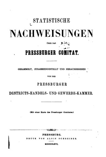 Statistische Nachweisungen über das Pressburger Comitat