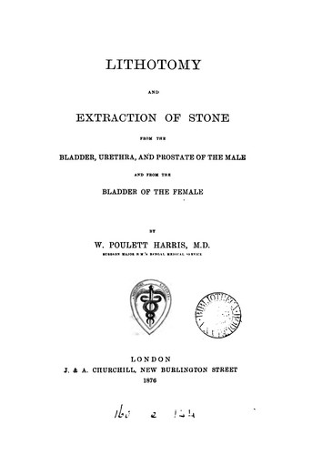 Lithotomy and extraction of stone from the bladder