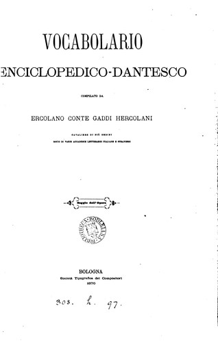 Vocabolario enciclopedico-dantesco. Saggio dell'opera