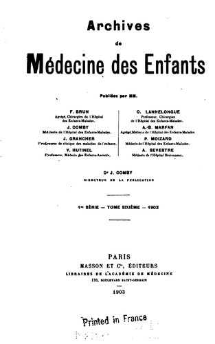 Archives de m�edecine des enfants