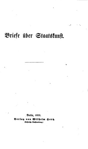 Briefe über Staatskunst