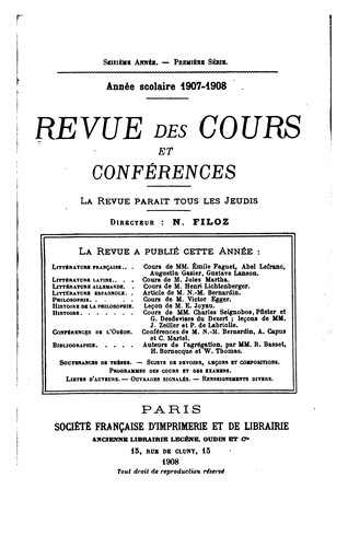 Revue des cours et conférences