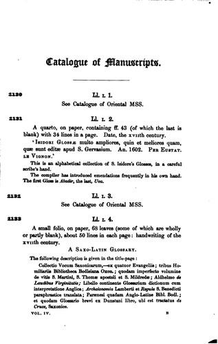 A Catalogue of the Manuscripts Preserved in the Library of the University of ...