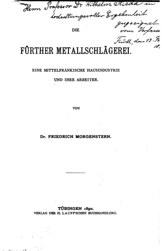 Die Fürther Metallschlägerei: Eine mittelfränkische Hausindustrie und ihre ...
