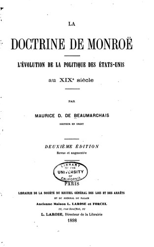 La doctrine de Monroë: L'évolution de la politique des États =nis au XIXe siècle