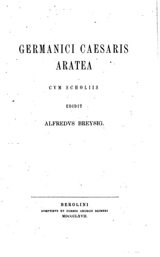 Germanici Caesaris Aratea: cum scholiis