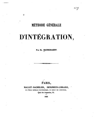 Méthode générale d'intégration ...