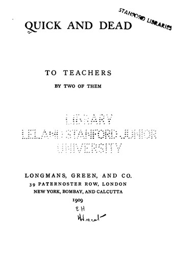 Quick and Dead: To Teachers
