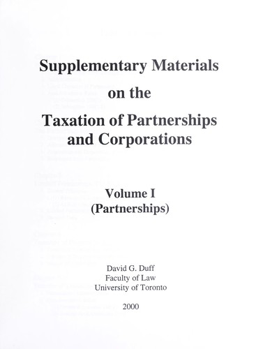 Supplementary materials on the taxation of partnerships and corporations