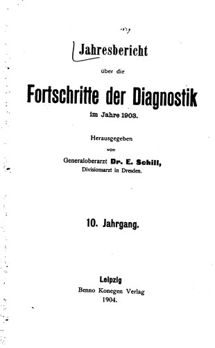 Jahresbericht ueber die Fortischritte der Diagnostik