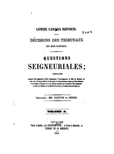 Lower-Canada Reports, [1848-1867].