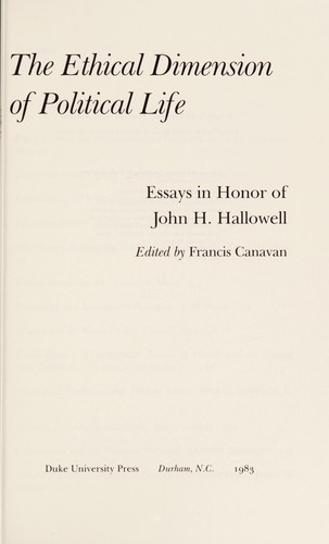 The Ethical dimension of political life