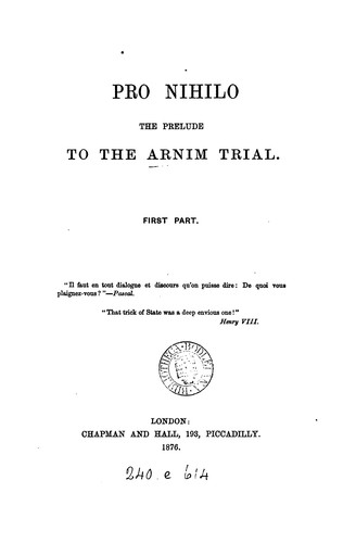 Pro nihilo. The prelude to the Arnim trial