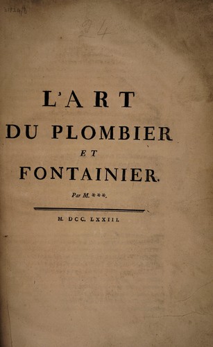 L'art de plombier et fontainier
