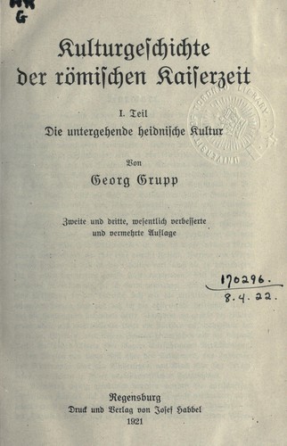 Kulturgeschichte der römischen Kaisenzeit