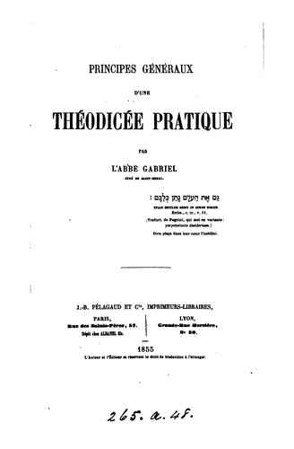 Principes généraux d'une théodicée pratique