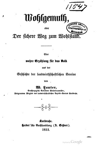 Wohlgemuth, oder, Der sichere weg zum wohlstand