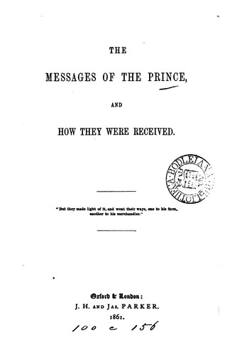 The messages of the Prince, and how they were received [a religious tract].
