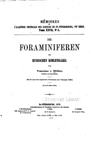 ... Die Foraminiferen des russischen Kohlenkalks