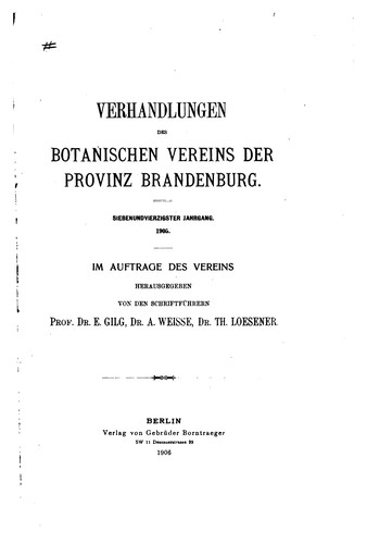 Verhandlungen des Botanischen Vereins für die Provinz Brandenburg
