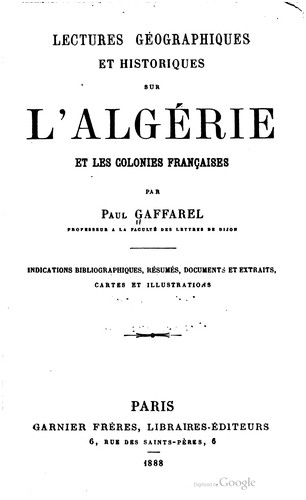 Lectures geographiques et historiques sur l'Algérie et les colonies françaises