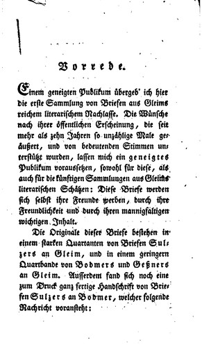 Briefe deutscher Gelehrten: Aus Gleims litterarischem nachlasse