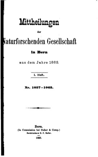 Mitteilungen der naturforschenden Gesellschaft in Bern
