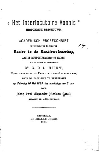 Het interlocutoire vonnis, historisch beschouwd