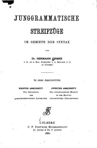 Junggrammatische Streifzüge im Gebiete der Syntax