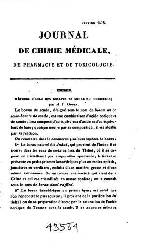 Journal de chimie medicale, de pharmacie, de toxicologie. Series 4