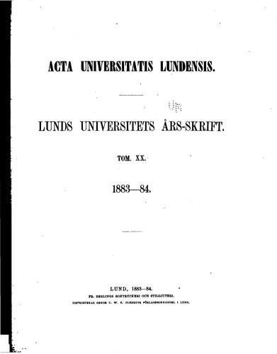 Acta Universitatis Lundensis: Lunds universitets årsskrift
